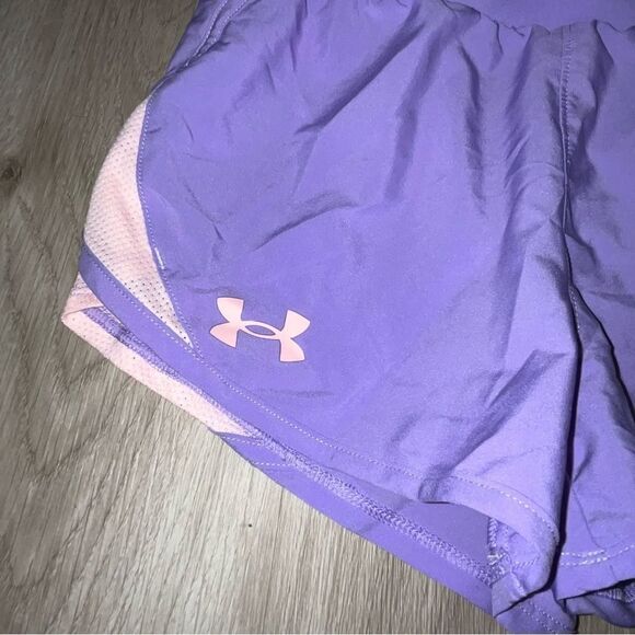 Kid's Under Armour Purple & Pink Athletic Shorts - Picture 3 of 7